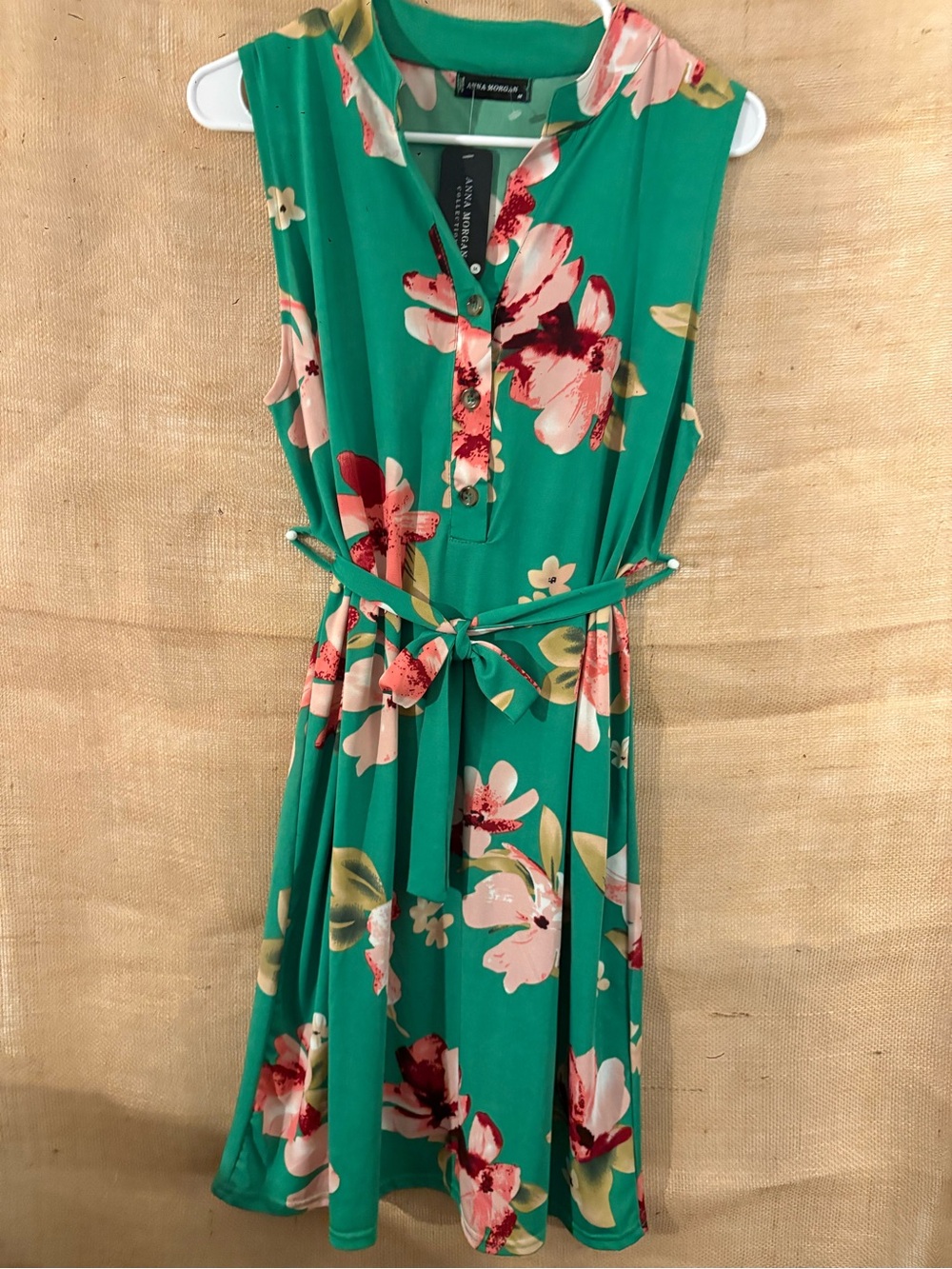 Anna Morgan Teal Floral Sleeveless Belted Blazer Dress